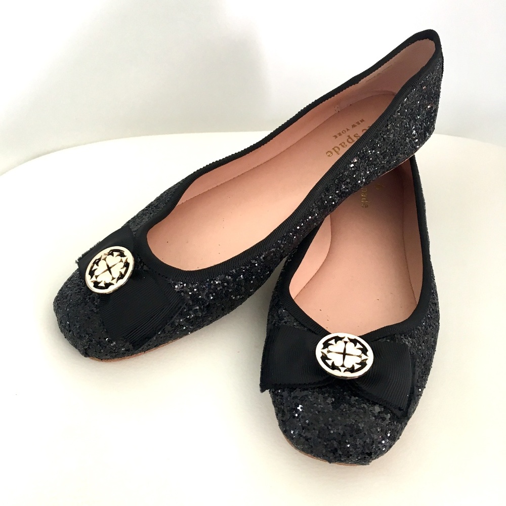 Kate Spade ♠️ black glitter flats